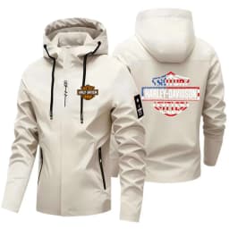2026 Harley Davidson Man Autumn Hooded Jacket Motorcycle Windproof Coat Outdoors Mountaineering Zipper Jacket Casual Fashion Top