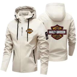 2026 Harley Davidson Man Autumn Hooded Jacket Motorcycle Windproof Coat Outdoors Mountaineering Zipper Jacket Casual Fashion Top