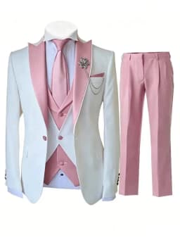 Fashion Luxury Tailor-made White Suits For Men 3 Piece Set Slim Fit Formal Wedding Best Man Groom Tuxedo(jacket+Vest+Pants)