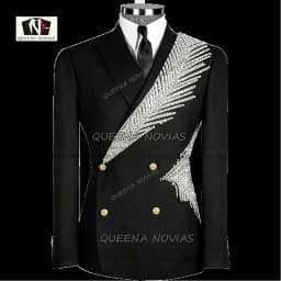 Handmade Heavy Beading Sequin Suits Men 2 Piece Sets Double Breasted Groom Prom Blazer Customized Man Wedding Tuxedo Trousers
