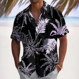 Men's Coconut Tree Gradient Color Tropical Plant Summer Hawaiian Shirt Button Up Shirt Aloha Shirt Short Sleeve Front One Pocket