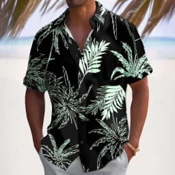 Men's Coconut Tree Gradient Color Tropical Plant Summer Hawaiian Shirt Button Up Shirt Aloha Shirt Short Sleeve Front One Pocket