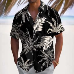 Men's Coconut Tree Gradient Color Tropical Plant Summer Hawaiian Shirt Button Up Shirt Aloha Shirt Short Sleeve Front One Pocket