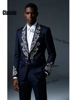 Customized Gem Diamond Men Suit 2 Pieces Set Male Party Blazers Luxury Groom Wedding Tuxedos Slim Sequins trajes para hombre
