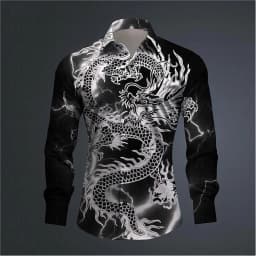 Hawaii Men's 3D Printed Dragon Print Roll-down Button-down Shirt Outdoor Street Long Sleeve Clothing Fashion Casual Beach Style