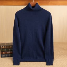100% Pure Cashmere Sweater Men's High Collar Solid Color Pullover Fashion New Knit Undercoat Autumn and Winter Long Sleeve
