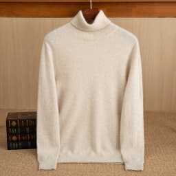 100% Pure Cashmere Sweater Men's High Collar Solid Color Pullover Fashion New Knit Undercoat Autumn and Winter Long Sleeve
