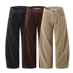 Men Corduroy Wide Leg Straight Pants Japan Korean Streetwear Fashion Loose Casual Vintage Stripe Cargo Trousers Man Harem Pant