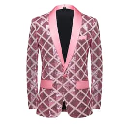Fashion Singer Luxury Sequin Suit One Button Jacket Blue / Red / Silver Men Dance Party Bar KTV Trend Casual Large Plaid Blazers
