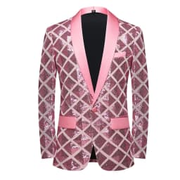 Fashion Singer Luxury Sequin Suit One Button Jacket Blue / Red / Silver Men Dance Party Bar KTV Trend Casual Large Plaid Blazers