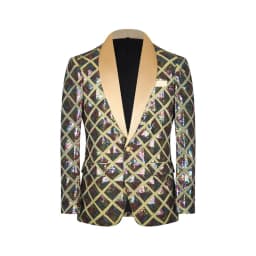Fashion Singer Luxury Sequin Suit One Button Jacket Blue / Red / Silver Men Dance Party Bar KTV Trend Casual Large Plaid Blazers