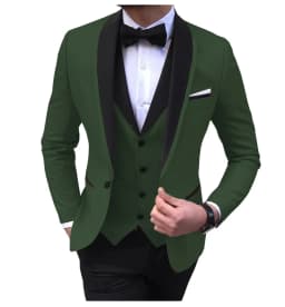 White Slit Mens Suits 3 Piece Black Shawl Lapel Casual Groom Tuxedos for Wedding Groomsmen Suits Men 2025 (Blazer+Vest+Pant)