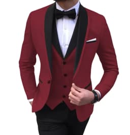 White Slit Mens Suits 3 Piece Black Shawl Lapel Casual Groom Tuxedos for Wedding Groomsmen Suits Men 2025 (Blazer+Vest+Pant)