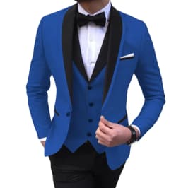 White Slit Mens Suits 3 Piece Black Shawl Lapel Casual Groom Tuxedos for Wedding Groomsmen Suits Men 2025 (Blazer+Vest+Pant)