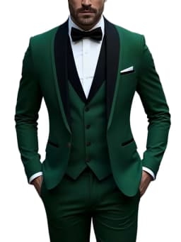 White Slit Mens Suits 3 Piece Black Shawl Lapel Casual Groom Tuxedos for Wedding Groomsmen Suits Men 2025 (Blazer+Vest+Pant)