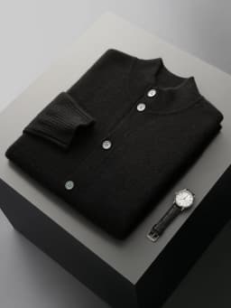 Men's Thick Sweater 100% Merino Wool Knitwear Cardigan Cashmere Buttons Coat Autumn Winter Mock Neck Pockets Casual Clothing Top