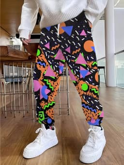 3D Abstract Graffiti Pattern Street Pants Men's Side Pockets Elastic Drawstring Sweatpants Joggers Pants for Men Casual Trousers