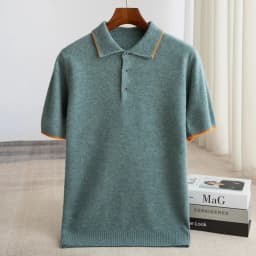 Spring/Summer New Short Sleeved 100% Pure Wool Men's POLO Pullover Vest Casual Business Loose Solid Solor T-Shirt Men's Clothing