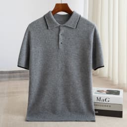 Spring/Summer New Short Sleeved 100% Pure Wool Men's POLO Pullover Vest Casual Business Loose Solid Solor T-Shirt Men's Clothing