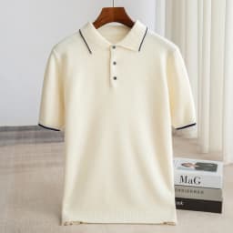 Spring/Summer New Short Sleeved 100% Pure Wool Men's POLO Pullover Vest Casual Business Loose Solid Solor T-Shirt Men's Clothing