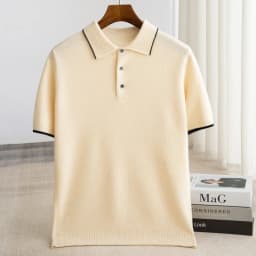 Spring/Summer New Short Sleeved 100% Pure Wool Men's POLO Pullover Vest Casual Business Loose Solid Solor T-Shirt Men's Clothing