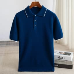 Spring/Summer New Short Sleeved 100% Pure Wool Men's POLO Pullover Vest Casual Business Loose Solid Solor T-Shirt Men's Clothing