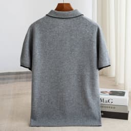 Spring/Summer New Short Sleeved 100% Pure Wool Men's POLO Pullover Vest Casual Business Loose Solid Solor T-Shirt Men's Clothing