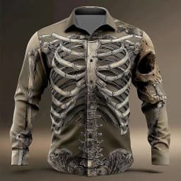 Vintage Distressed Skull Shirt Men Women Retro Long Sleeve Shirt Grunge Style 90s Punk Rock Gothic Top Loose Fit Casual Shirt