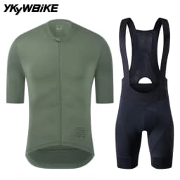 YKYWBIKE Men's Cycling Jersey Set Cycling Bib Shorts Classic MTB Kit Breathable Bike Clothes Bicycle Maillot Cycling Clothing