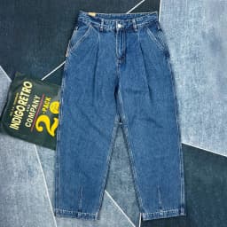 Heavyweight cotton jeans men's loose straight slightly tapered retro autumn and winter trousers