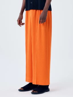 Miyake Pleated Wide Leg Pants Men Elastic Waist Straight Trousers With Side Pockets Wrinkle Resistant Japanese Minimalist