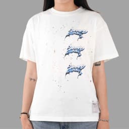 Satisfy MothTech T-Shirt Black Old Ripped Liquid Font Printed Short Sleeve T-Shirt