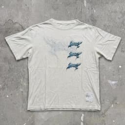 Satisfy MothTech T-Shirt Black Old Ripped Liquid Font Printed Short Sleeve T-Shirt