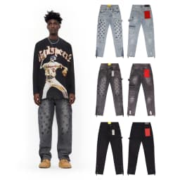 Y2k Baggy Denim Embroidery Hiphop Rock Revivals Jeans Street Style Retro Distressed Streetwear Clothing Men’s Zipper Cuffs Jeans