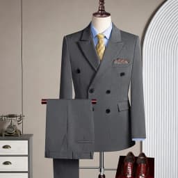 Double-Breasted Three-Piece Casual Suit for Men for Parties and Weddings, Light and Mature Solid-Colored Korean-Style Outfit