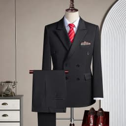 Double-Breasted Three-Piece Casual Suit for Men for Parties and Weddings, Light and Mature Solid-Colored Korean-Style Outfit