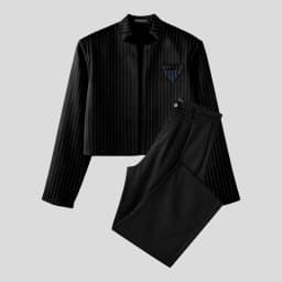 INCERUN Men Sets Striped Long Sleeve Open Stitch Crop Blazer & Pants Two Pieces Sets Streetwear Elegant Fashion Men Casual Suits