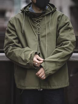 USN Wet Weather Deck Parka, Men's Military Lace Up Pullover, Retro Casual Loose Fit Hoodie Top for Streetwear, 100% Cotton