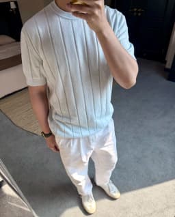 **LP-Style Old Money Men's 16-Gauge Sea Island Cotton & 90-Count Linen Short-Sleeve Knit Crew Neck Pullover – Comfortable Solid Color, Business Casual & Vacation Wear**