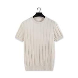 **LP-Style Old Money Men's 16-Gauge Sea Island Cotton & 90-Count Linen Short-Sleeve Knit Crew Neck Pullover – Comfortable Solid Color, Business Casual & Vacation Wear**