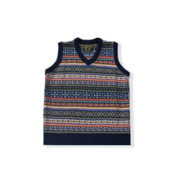 OKONKWO British retro Fair Isle pattern bottoming vest wool blend V-neck wool vest for men and women