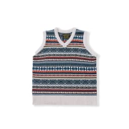 OKONKWO British retro Fair Isle pattern bottoming vest wool blend V-neck wool vest for men and women