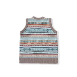 OKONKWO British retro Fair Isle pattern bottoming vest wool blend V-neck wool vest for men and women