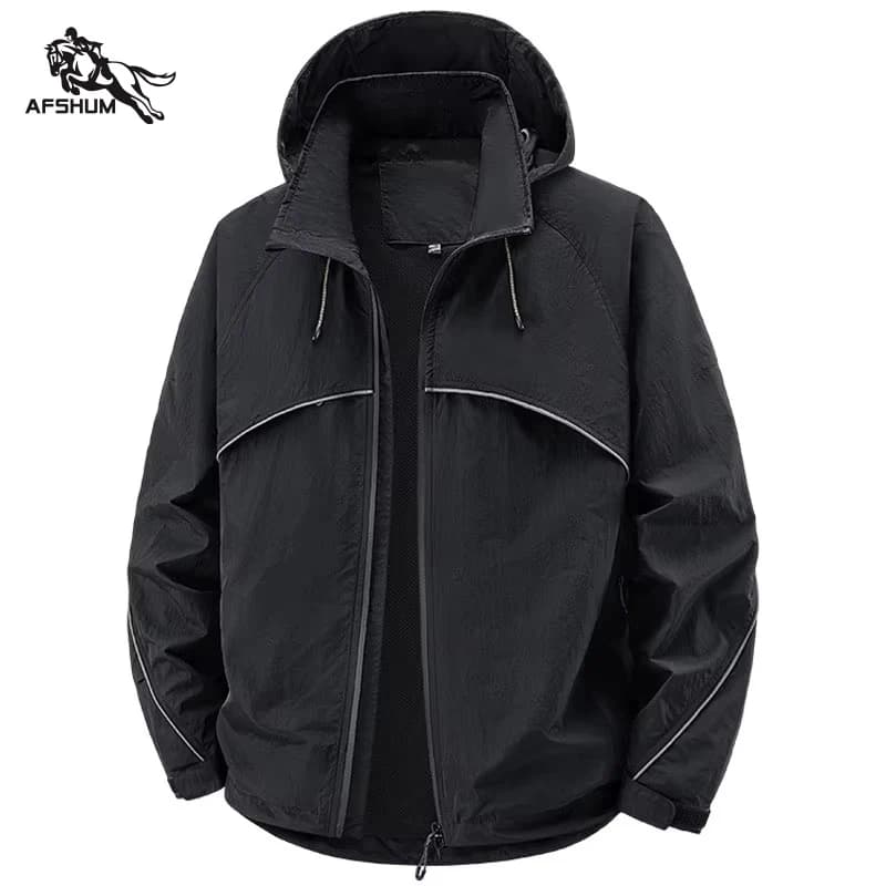 Jacket Men's Spring Autumn New Men Jacket Solid Color Hooded Jackets Casual Coat Men's Business Coats Size M-7XL 8XL Hat Detacha