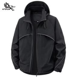 Jacket Men's Spring Autumn New Men Jacket Solid Color Hooded Jackets Casual Coat Men's Business Coats Size M-7XL 8XL Hat Detacha