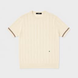 PG Men's Vertical Stripes Knit T-Shirt - Summer Round Neck Short Sleeve Shirt - Casual Fit Knit Pullover Shirt