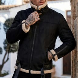 Men’s Winter Thickened Jacket Faux Suede Fleece-Lined Zip-Up Coat Thickened Yet Lightweight Belted Jacket Outdoor Hiking Hunting
