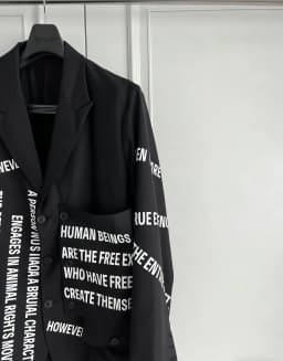 TOP-YAMAMOTO original design structure black wool suit with rear slit banquet suit jacket
