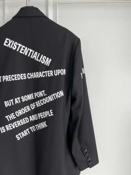 TOP-YAMAMOTO original design structure black wool suit with rear slit banquet suit jacket