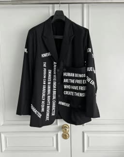 TOP-YAMAMOTO original design structure black wool suit with rear slit banquet suit jacket